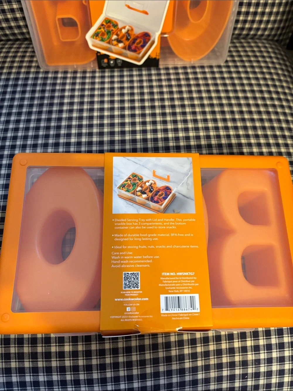CWC Orange BOO 3-Compartment Snack Box - Portable Lunch Organizer